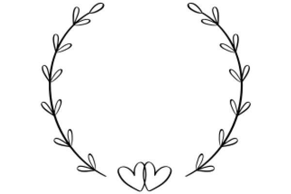 A Simple, Line Drawing of a Heart and a Wreath