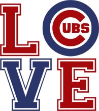 Cubs Love: A Graphic Design Showcasing the Chicago Cubs' Logo and the Word 'Love' in a Stylized Font