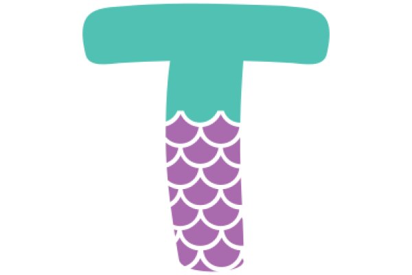 Stylized Letter 'T' with a Purple Fish Design