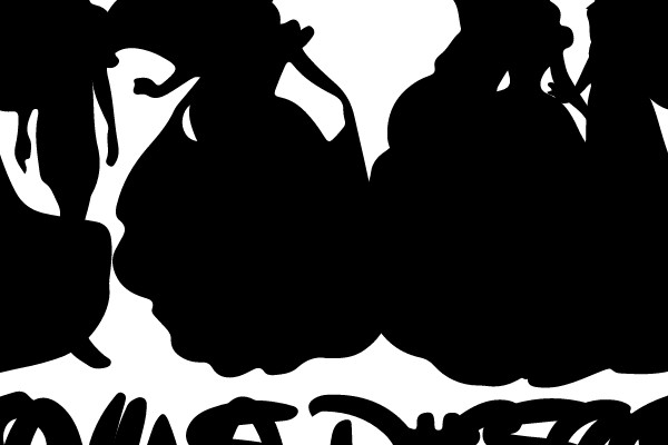 Silhouettes of Famous Disney Princesses with the Hashtag #SquadGoals
