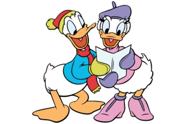 A Friendly Encounter: A Cartoon Character and a Real Duck