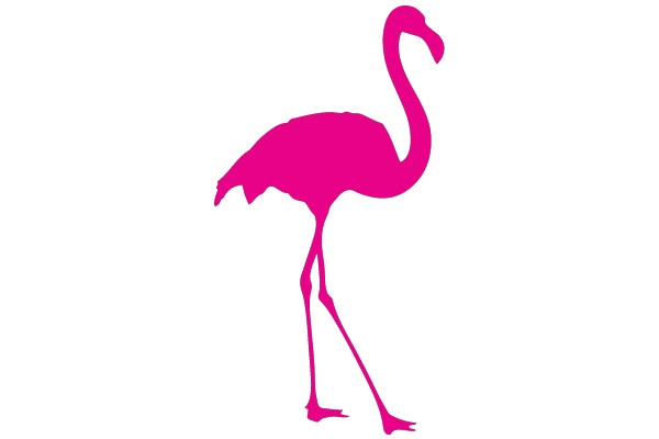 Pink Flamingo Silhouette on a White Background
