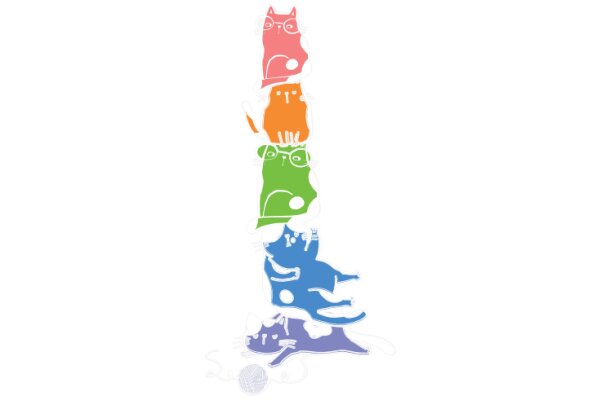 A Colorful Stack of Cats: A Playful Artwork