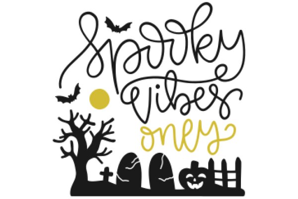 Spooky Vibes: A Halloween-themed illustration featuring a graveyard, bats, and a full moon.