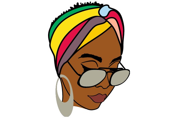 Stylish Elegance: A Portrait of a Woman in a Colorful Scarf and Glasses