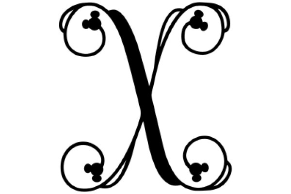 Monochrome Artwork: A Stylized Letter 'X' with a Flower-like Design