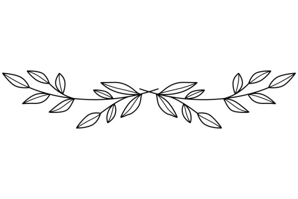 Simplistic Line Drawing of a Leafy Branch