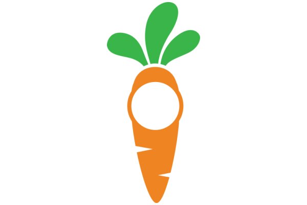 Vibrant Carrot Icon with Green Leaves