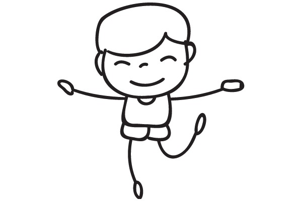 A Simple Line Drawing of a Smiling Character
