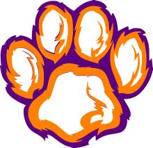 Vivid Orange and Purple Paw Print Logo
