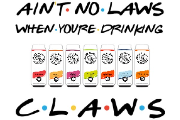 A Collection of Colorful Cans with a Catchy Slogan: 'Ain't No Laws When You're Drinking CLaws'