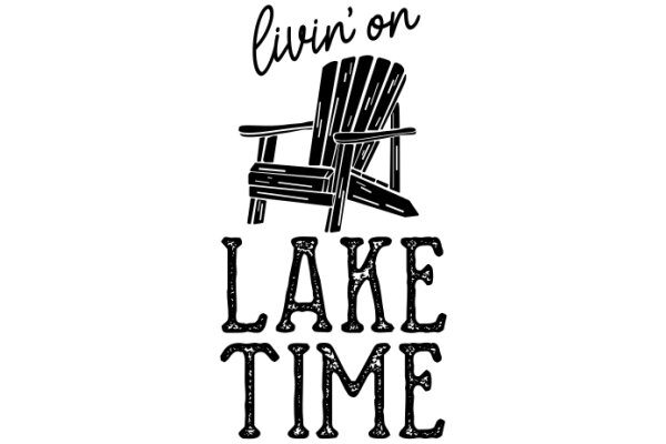 Living on Lake Time: A Graphic Design of a Chair and the Words 'Lake Time' in a Stylized Font
