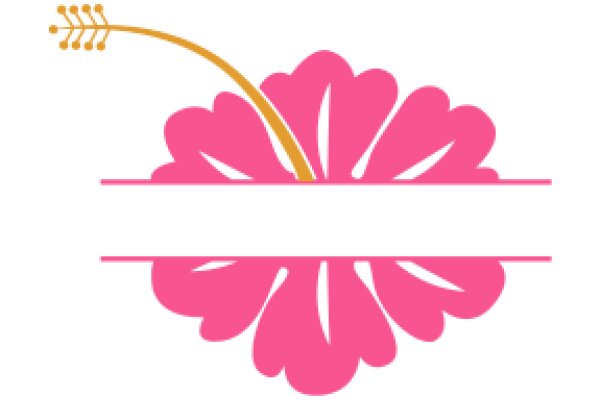 Stylized Pink Flower with a Yellow Stem and Leaves