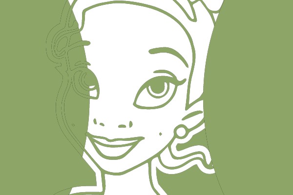 Nature's Smile: A Line Drawing of a Woman with a Floral Crown