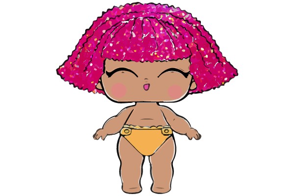 A Chibi Character with Pink Hair and a Yellow Bottom.
