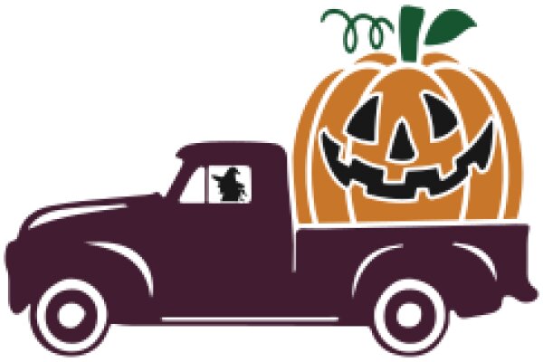 Halloween Delivery: A Spooky Scene of a Truck with a Pumpkin in the Back