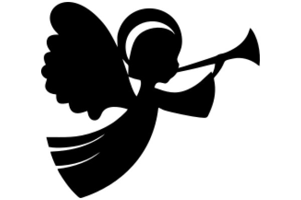 Silhouette of an Angel Playing a Trumpet
