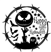 Halloween Greeting Card: A Spooky Scene with a Smiling Pumpkin and a Haunted House