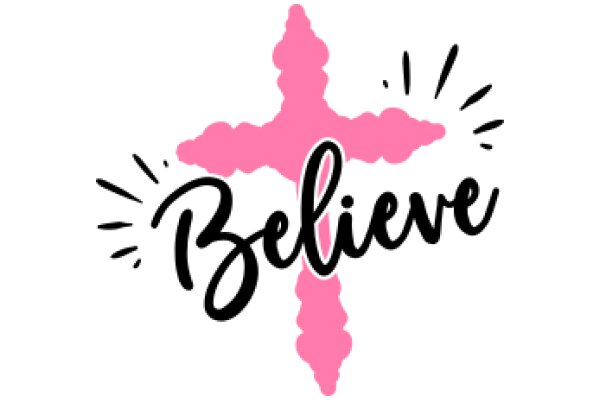 Believe: A Graphic Design of a Cross with the Word 'Believe' in a Stylized Font