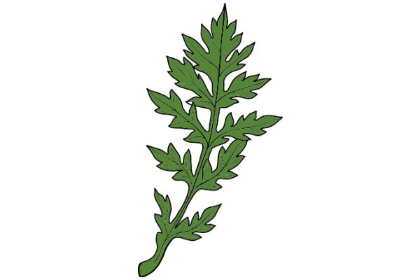 Vibrant Green Leafy Branch Illustration