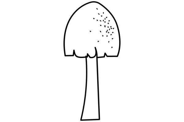 A Simple Line Drawing of a Mushroom with Spots