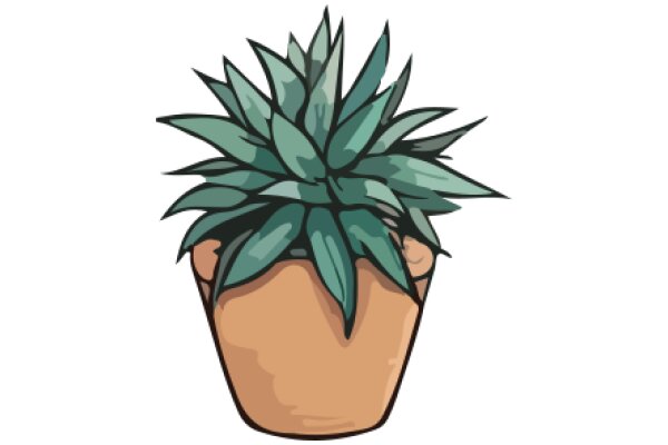 A Digital Illustration of a Potted Plant with a Textured Surface and Detailed Leaves