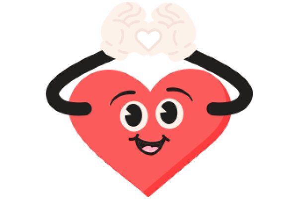A Playful Illustration of a Heart-Shaped Character with a Glove on Top, Embracing a Mickey Mouse Glove.