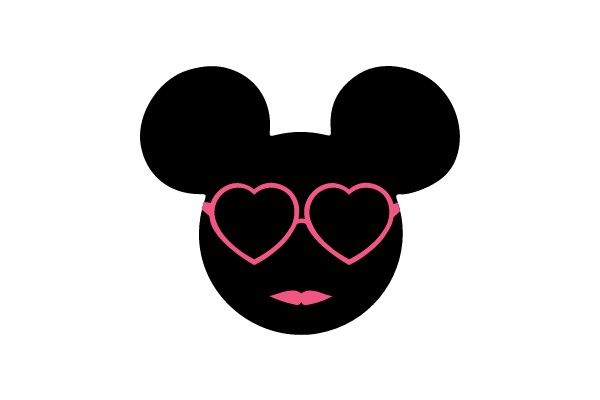 Mickey Mouse with Heart-Shaped Sunglasses and Pink Lips.