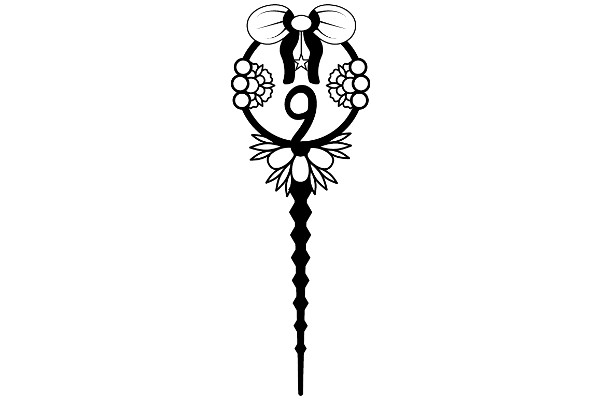 Stylized Number Nine with Surrounding Decorative Elements