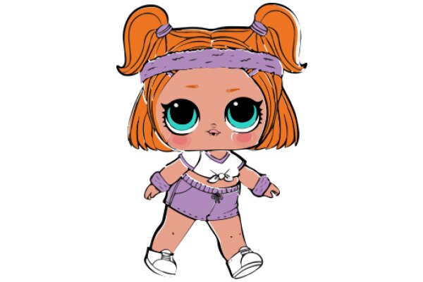 Stylish Pixel Art of a Girl with Orange Hair and Purple Headband