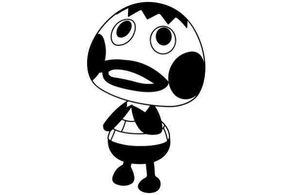 A Playful Cartoon Character: AChubby Character with a Big Smile and Large Eyes.