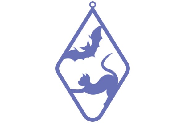A Purple Diamond-Shaped Sign with a Cat and a Bat Silhouette
