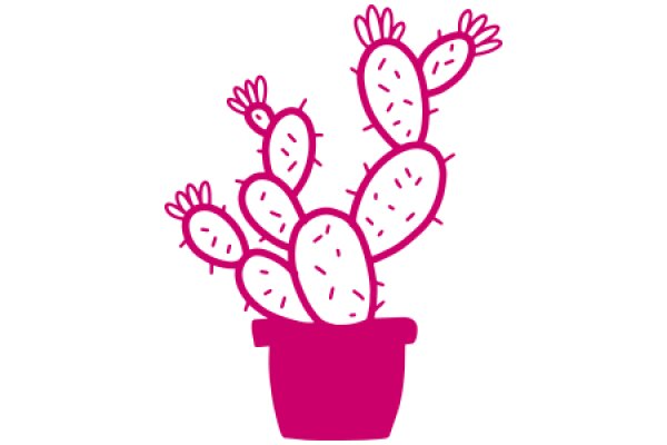 Vibrant Cactus Illustration in a Pink Pot