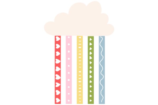 A Colorful Cloud with Heart-Shaped Banners
