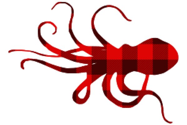 Vibrant Red and Black Octopus with a Checkered Pattern