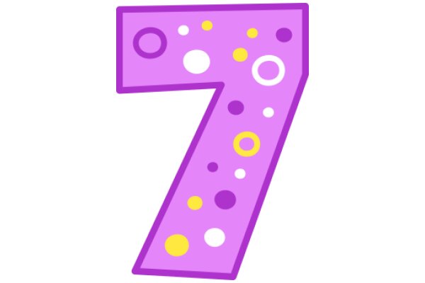 Vibrant Purple Number Seven with Yellow Dots