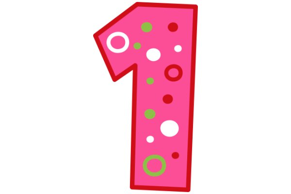 Vibrant Pink Number One with Green and White Dots