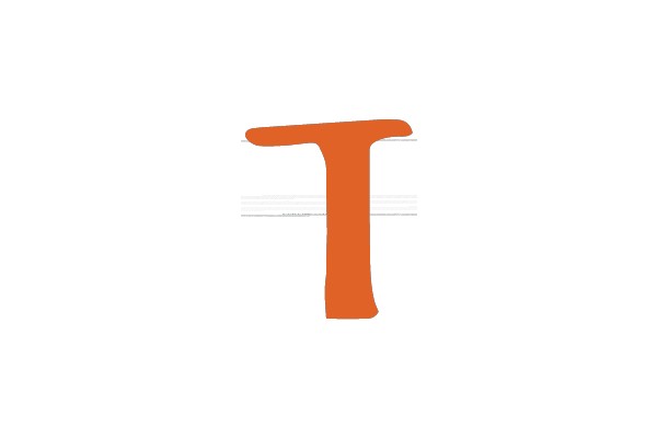 Bright Orange Letter T on White Background