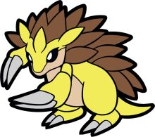 Vibrant Cartoon Character: A Friendly Yellow and Brown Creature with Sharp Claws and Spiky Hair