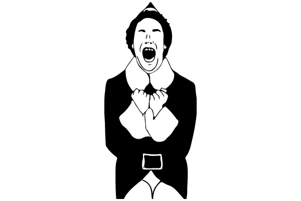 A Silhouette of a Man in a Shirt and Tie, with His Mouth Open, Expressing Surprise or Excitement