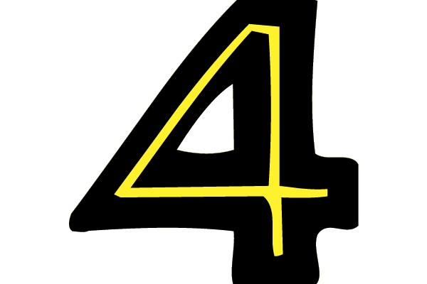 Bold Yellow Number Four on a Black Background