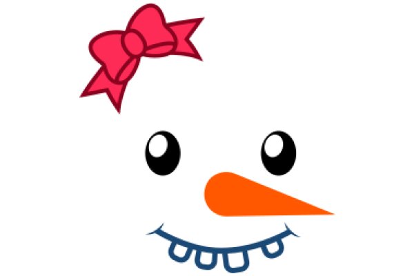 A Whimsical Smile: A Cartoon Character with a Pink Bow and an Orange Nose