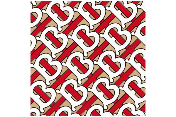 Monogram Pattern with Red, White, and Beige Colors