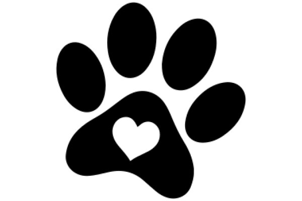 A Silhouette of a Paw Print with a Heart Inside
