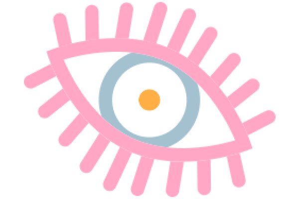 A Pixelated Pink and Blue Eye with a Yellow Pupil