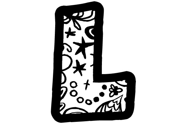 Stylized Hand-Drawn Letter 'L' with Patterns
