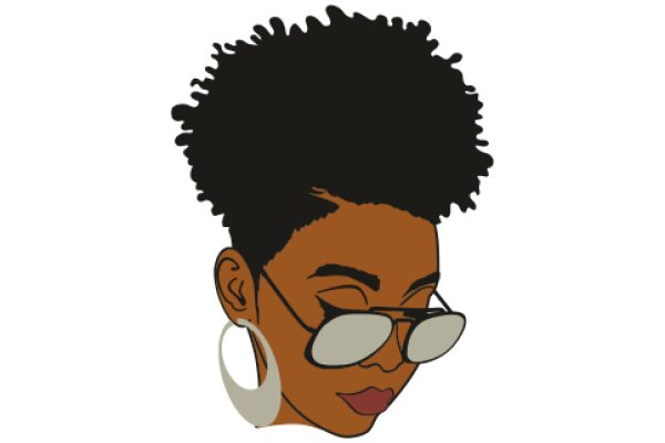 Stylish Fashion Illustration: A Woman with Big Hoops and Sunglasses
