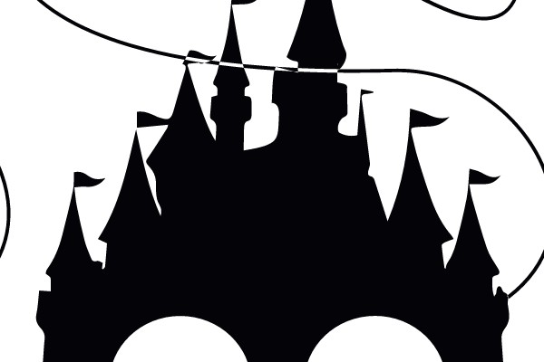 Disney Castle Silhouette with Mickey Mouse and Fairy