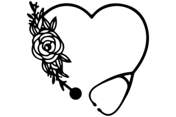 Stylized Rose with a Stethoscope: A Symbol of Love and Care in the Medical Field