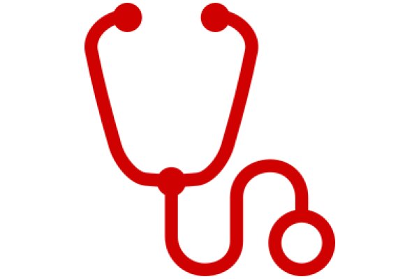 Simplified Medical Iconography: A Red Stethoscope and Cane Symbolizing Healthcare Professionals